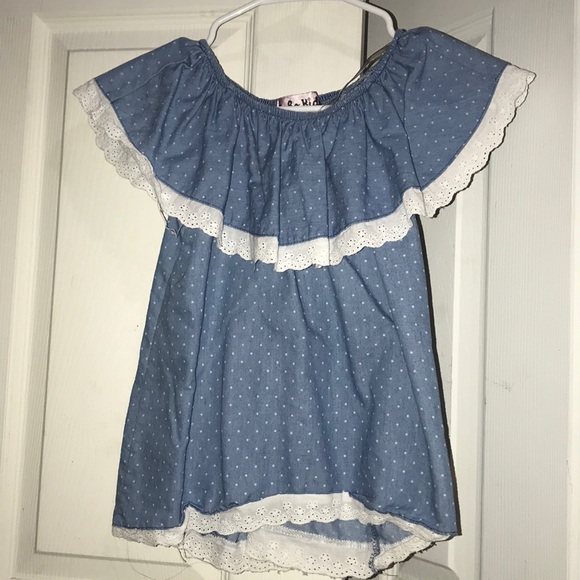 Oof the shoulder blue top - Picture 1 of 2